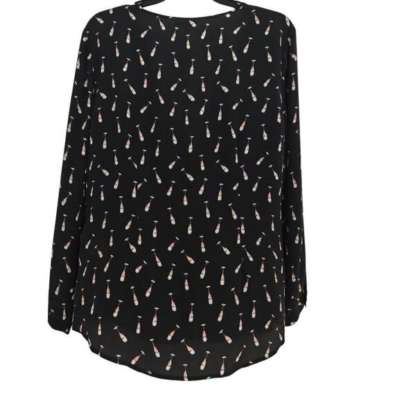 Joie Purine Champagne Flute Blouse Top Size Large Black Silk V-Neck L/S NWT - Picture 8 of 10